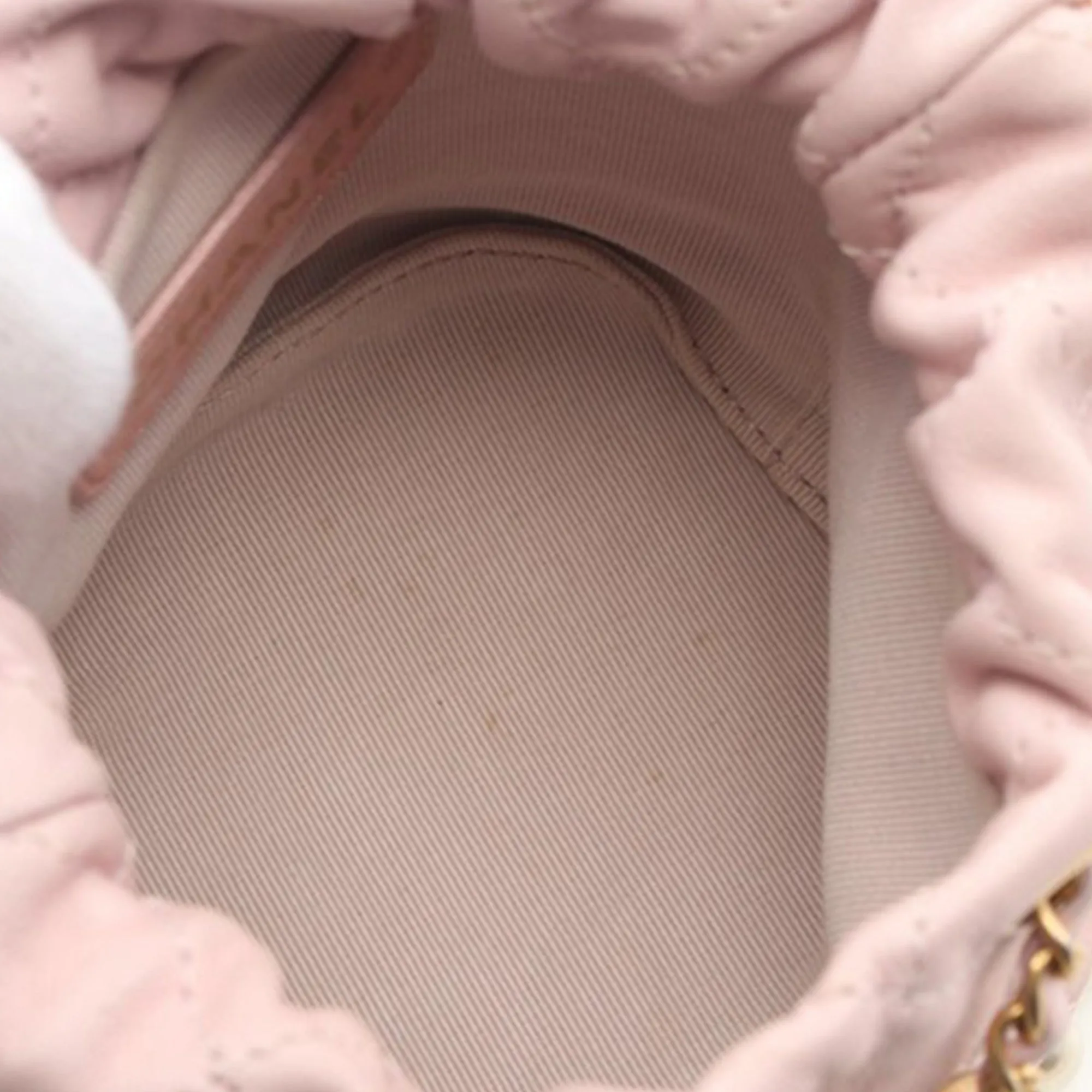 Pink Chanel Mini Calfskin About Pearls Drawstring Bucket Bag