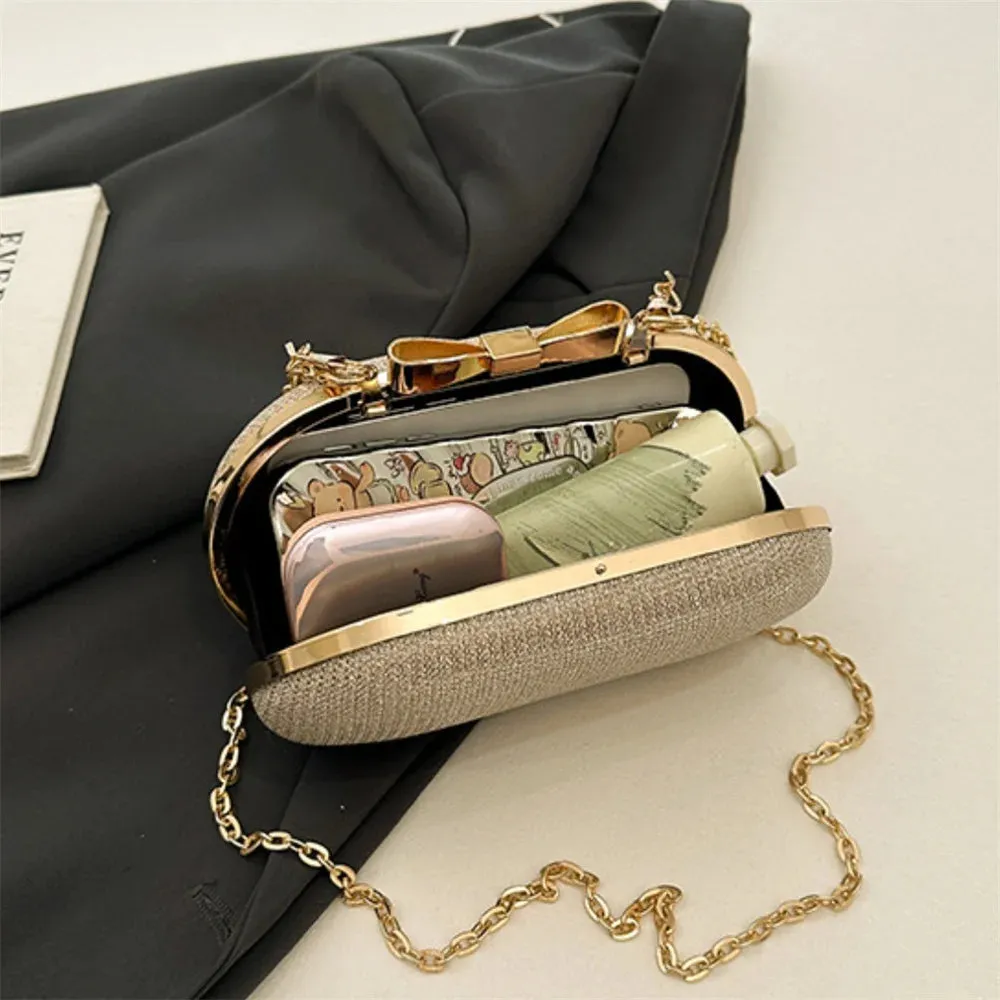 Pleated Evening Handbag Women Top Handle Glitter Clutch