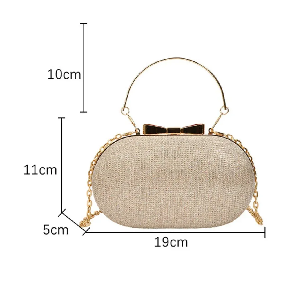 Pleated Evening Handbag Women Top Handle Glitter Clutch