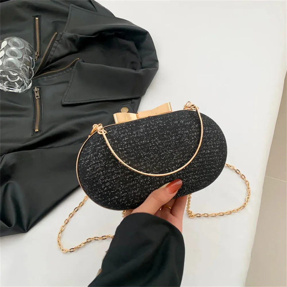 Pleated Evening Handbag Women Top Handle Glitter Clutch