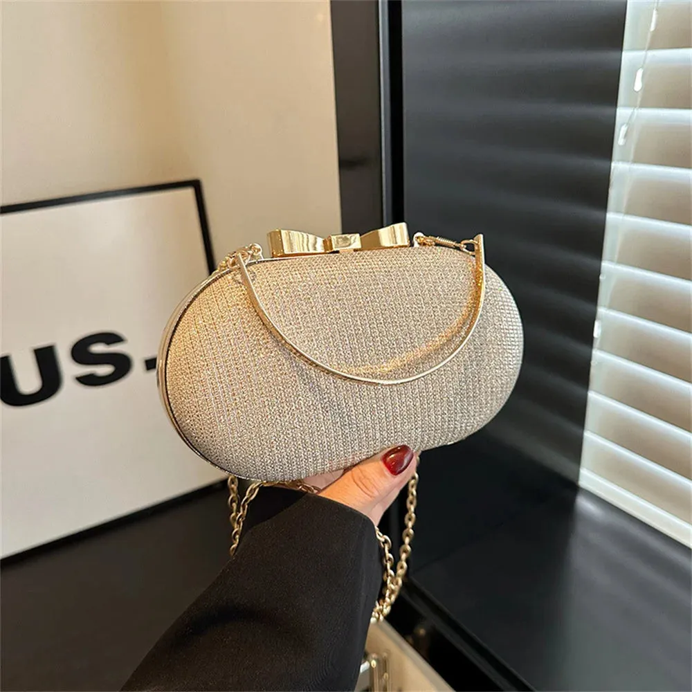 Pleated Evening Handbag Women Top Handle Glitter Clutch