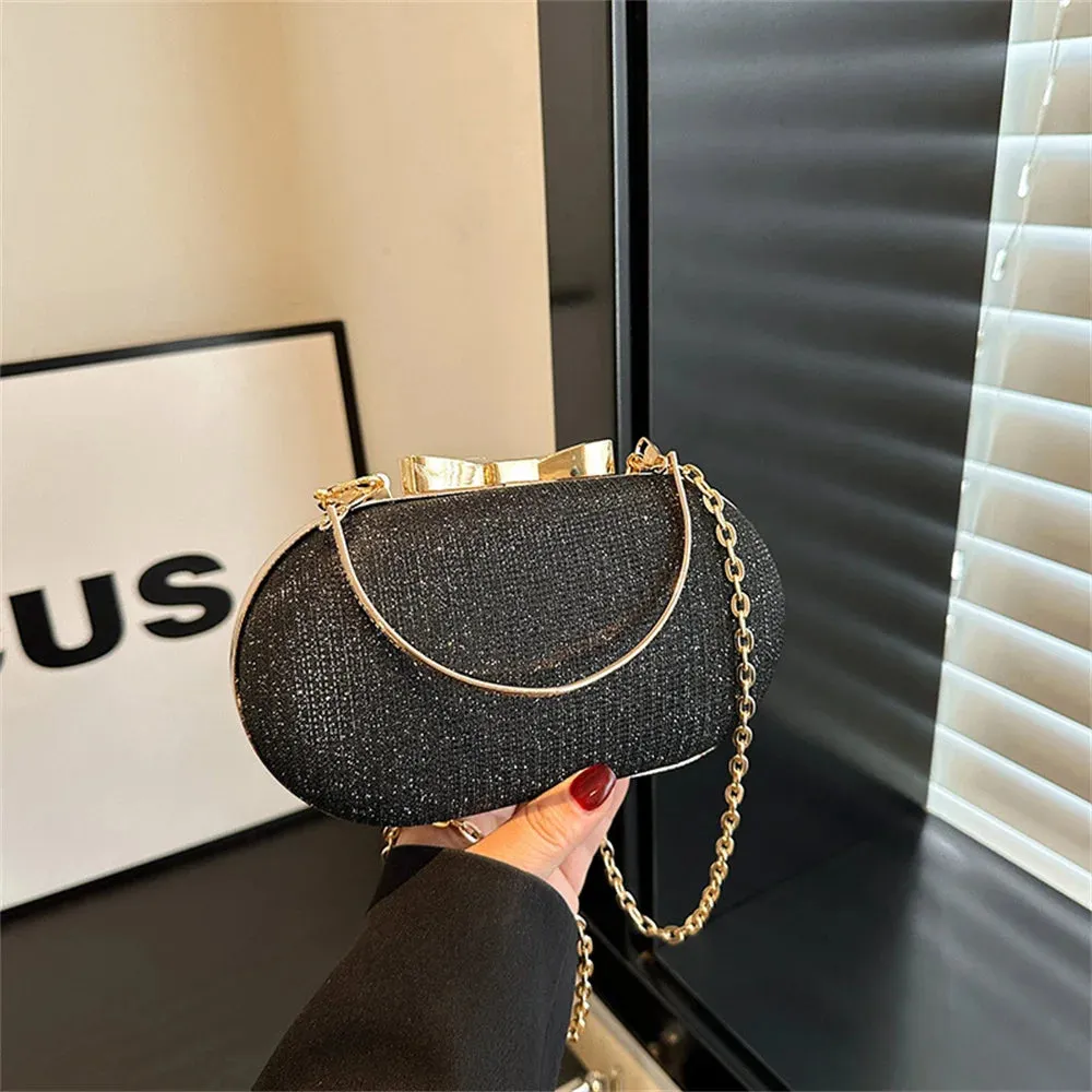 Pleated Evening Handbag Women Top Handle Glitter Clutch