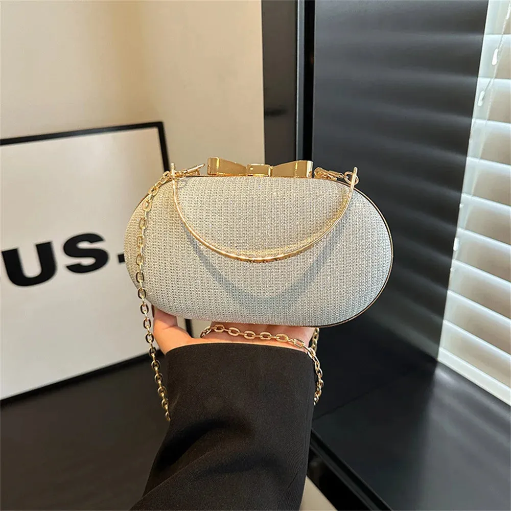 Pleated Evening Handbag Women Top Handle Glitter Clutch