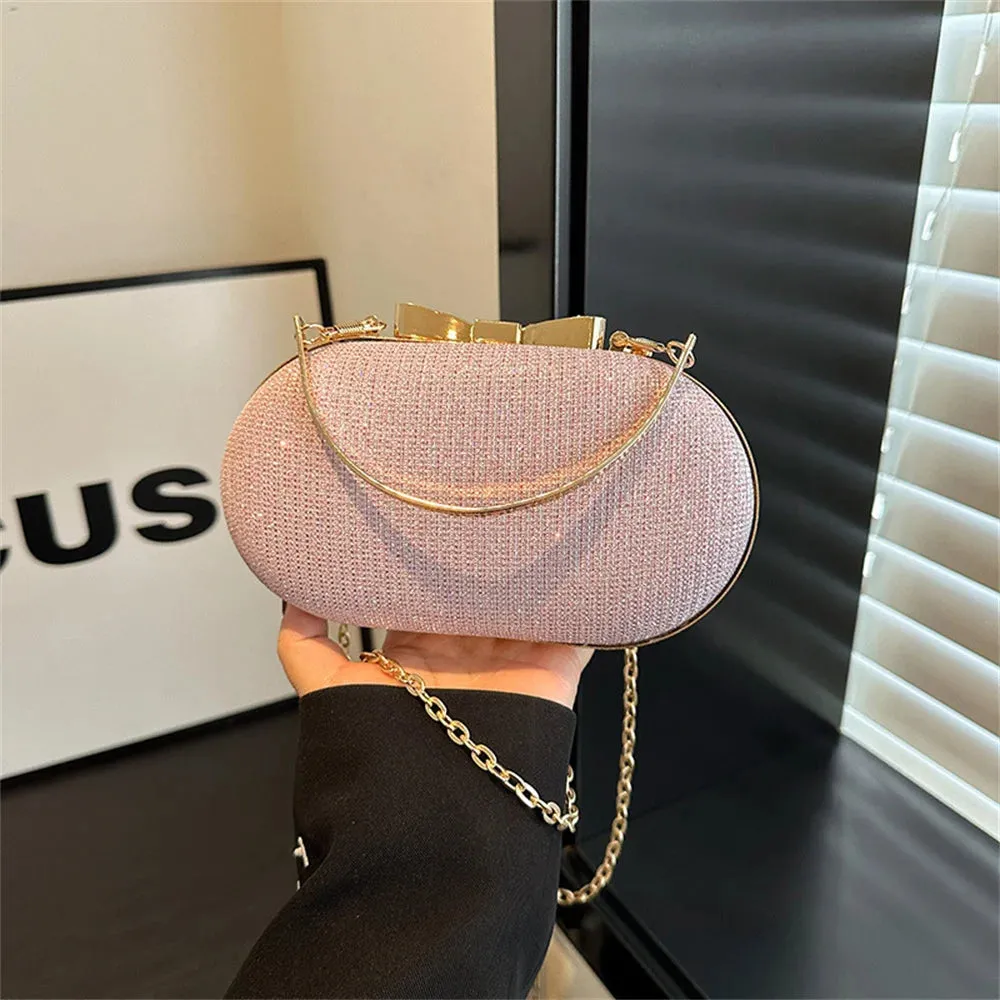 Pleated Evening Handbag Women Top Handle Glitter Clutch