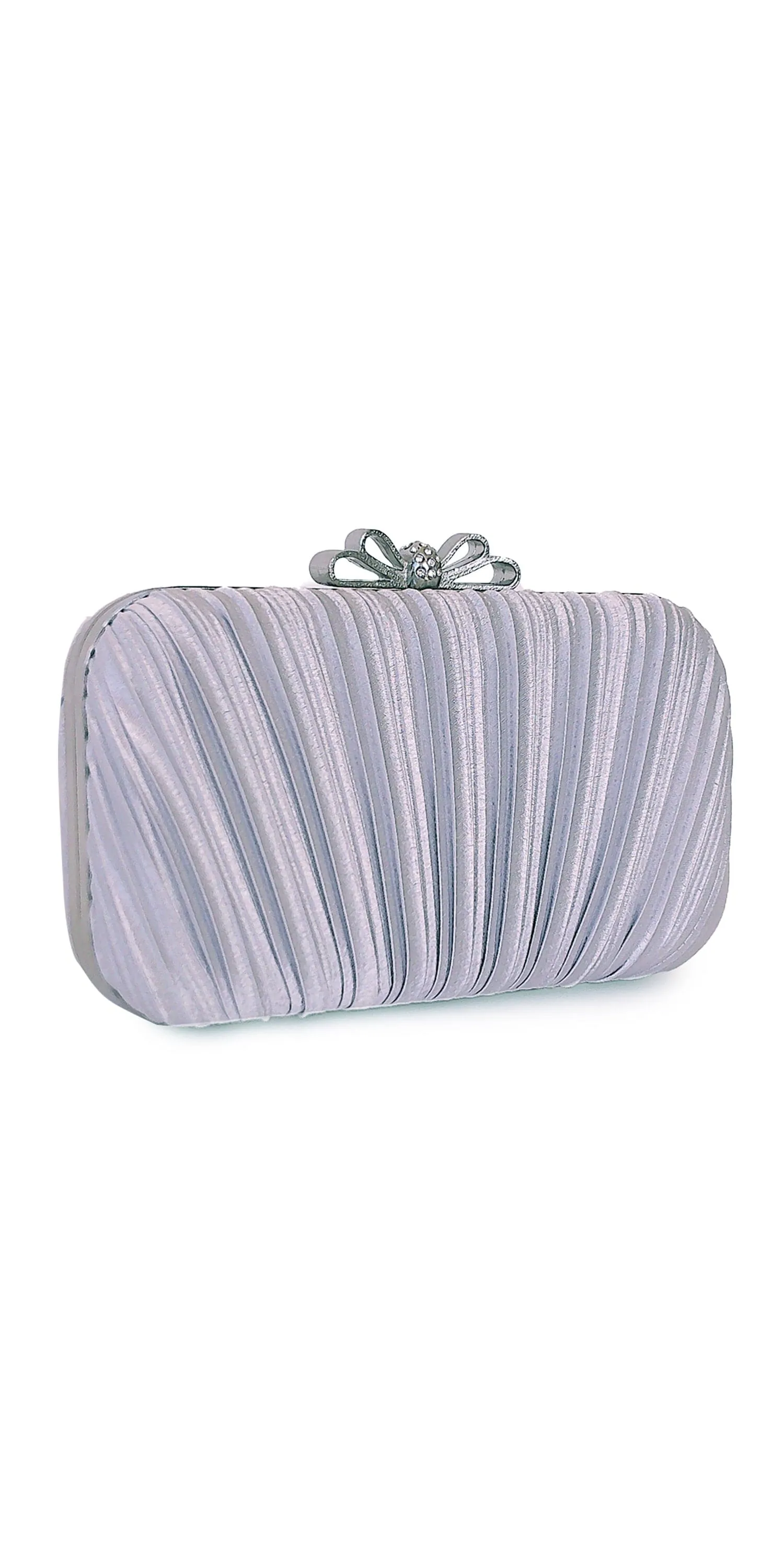 Pleated Satin Handbag with Bow Detail