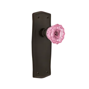 Prairie Long Plate with Pink Waldorf Knob in Oil-Rubbed Bronze