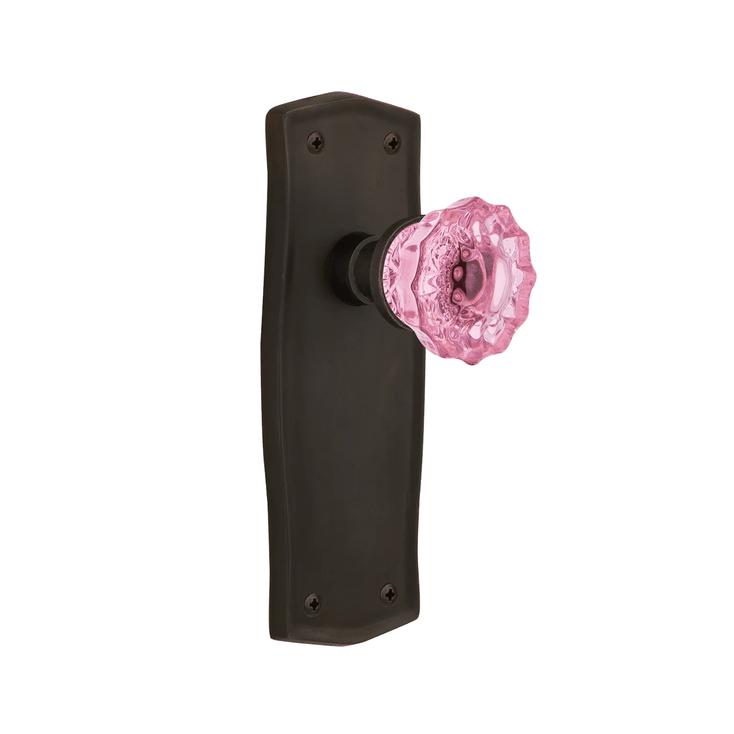 Prairie Long Plate with Pink Waldorf Knob in Oil-Rubbed Bronze