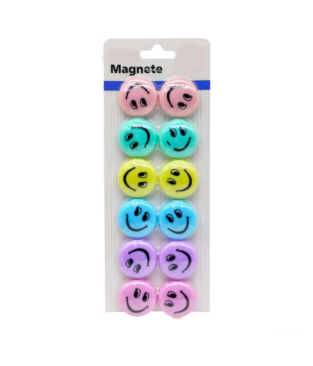 Prescent Smiley Round Multipurpose 12pc Magnet Set for Fridge, Notice Board, Crafts and More (30 mm, Multi-Pastel Color)