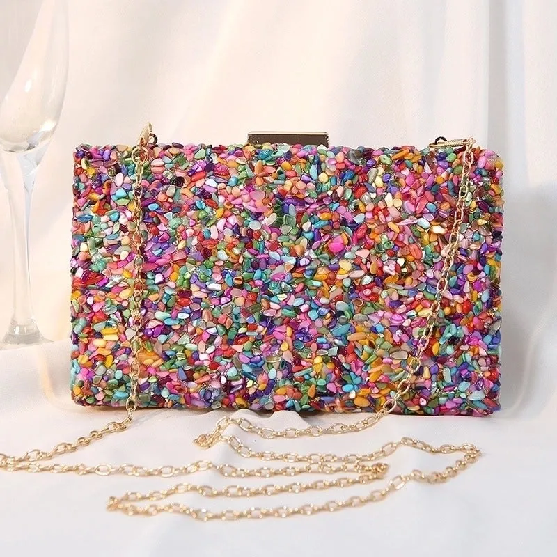 Pvc Color Block Square Evening Bags