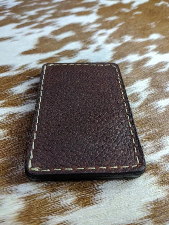 "lil Hefe" Men's Handmade Brown Genuine Leather Magnetic Wallet