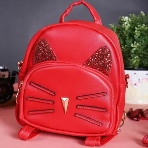 Rangoon Cat Face Mini Backpack Red