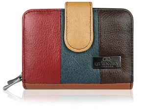 Real Leather Ladies Small Purse Multi Coloured, Designer RFID Blocking