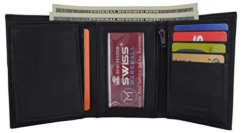 RFID Cow Napa Leather Trifold Credit Card Removable ID Windows Mens Wallet RFIDCN1107