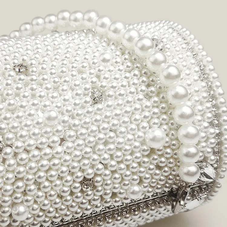 Rhinestone Pearl Cylinder French High-End Clutch Bag