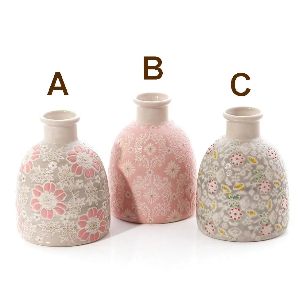 Richard Langs 15cm Embossed Pastel Floral Vase (Choice of 3)