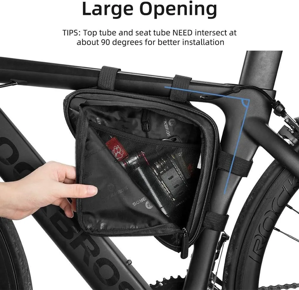 ROCKBROS Bike Triangle Frame Bag, with Two Side Pockets, 1.5L