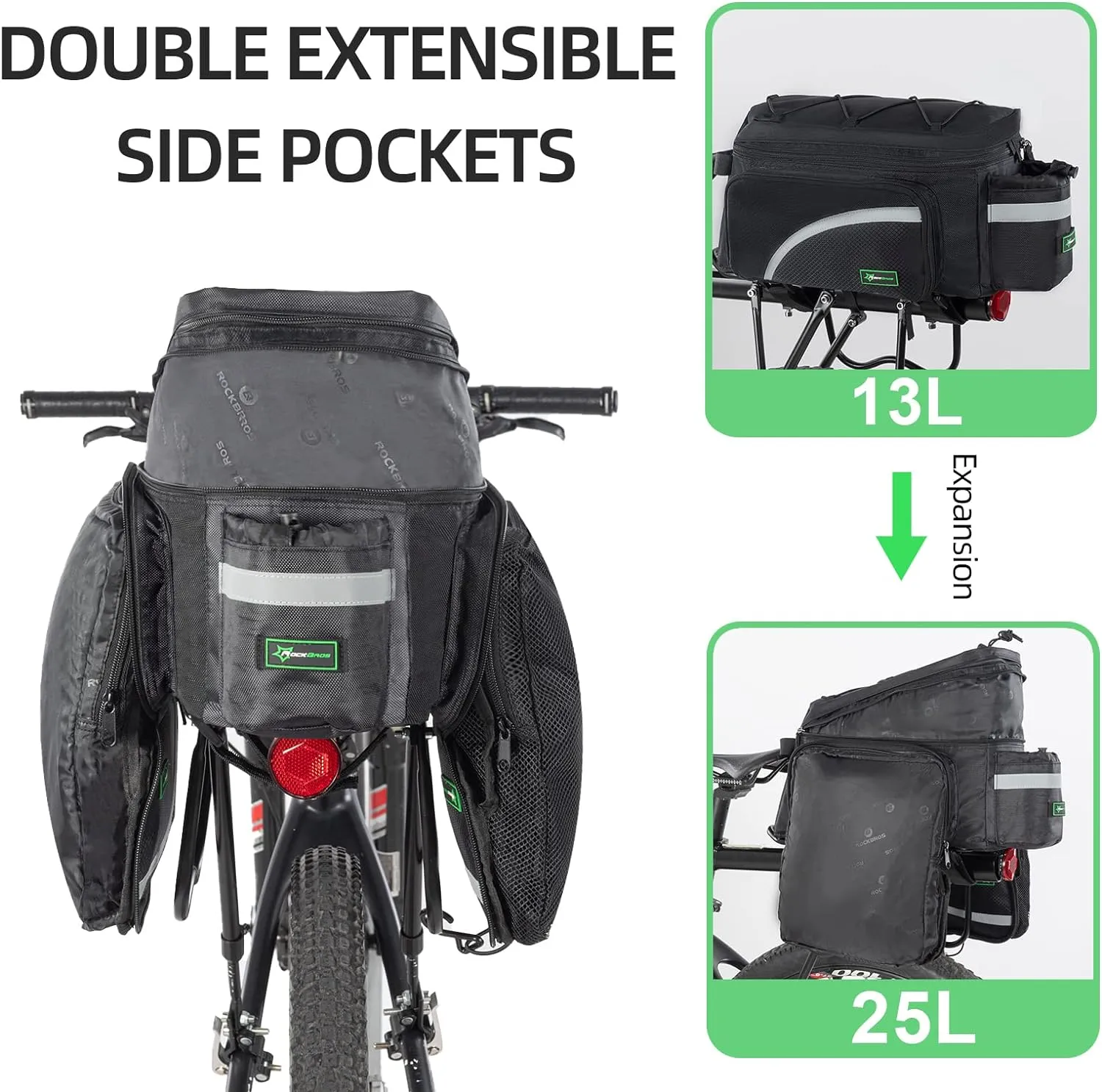 ROCKBROS Bike Trunk Bag 13L-25L Bike Rear Rack Bag