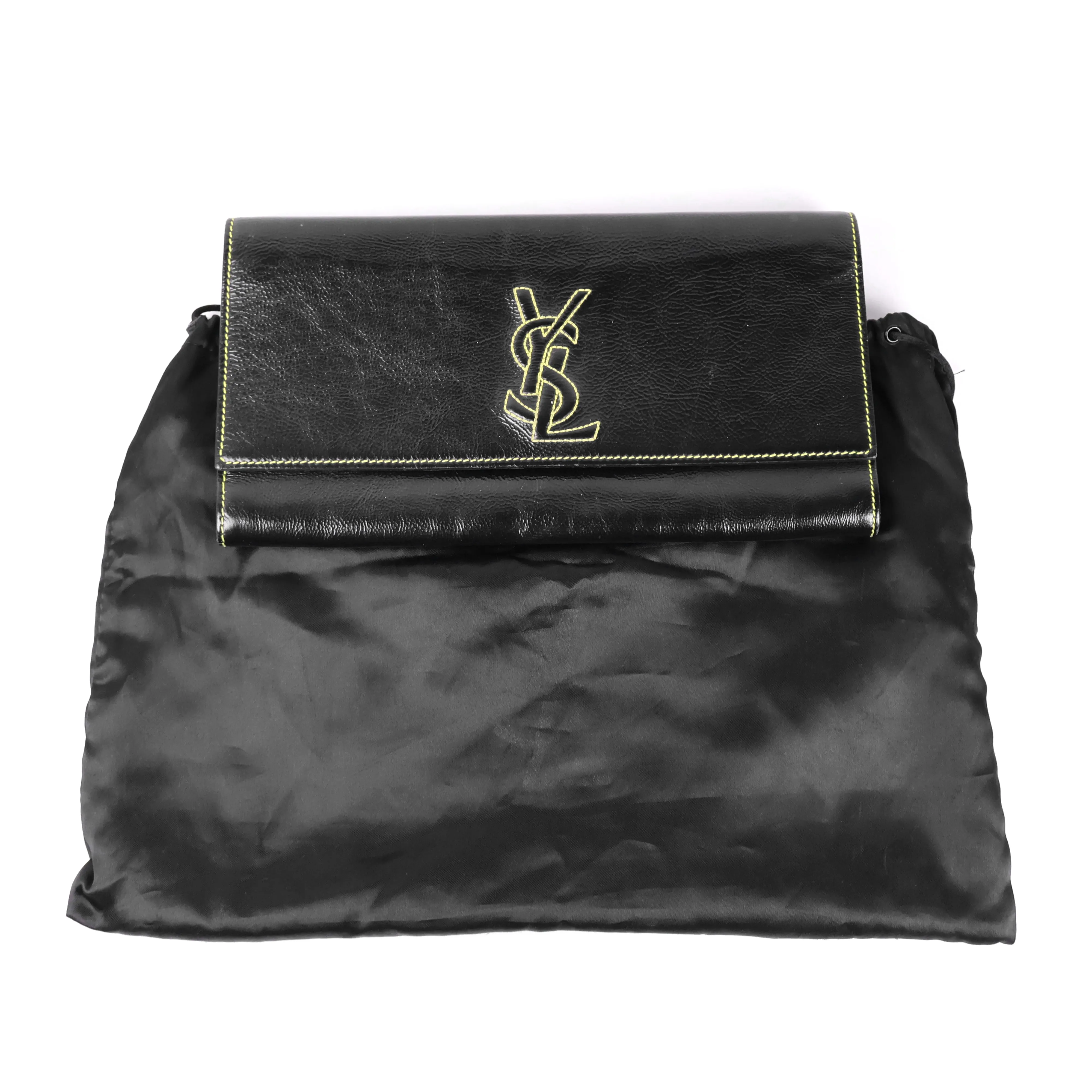 Saint Laurent Patent Clutch Black