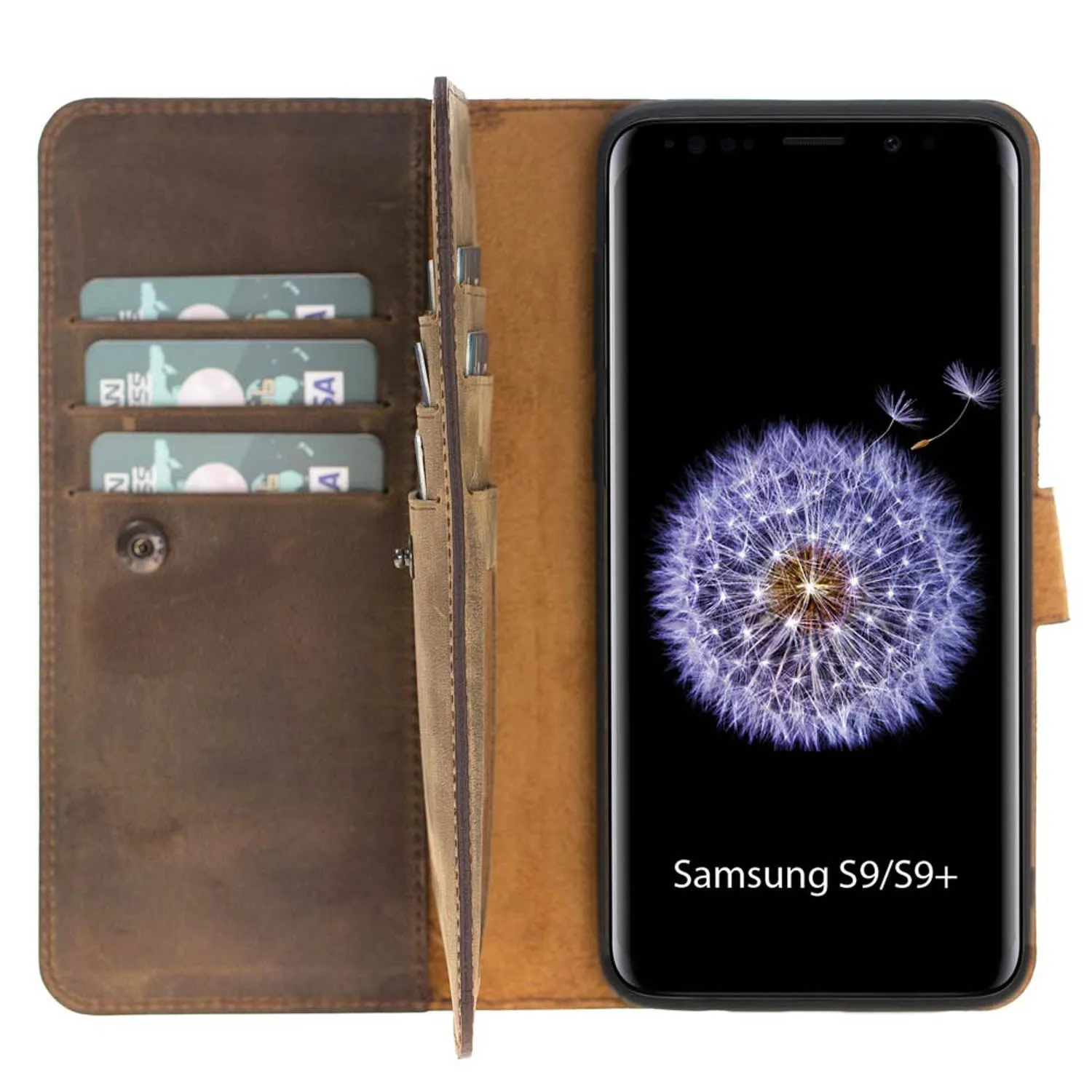 Samsung Galaxy S9 Plus Dual Fold Magnetic Detachable Leather Wallet Case