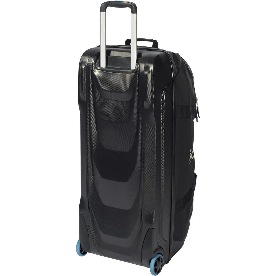 Scuba-diving travel bag 90 L with rigid shell and wheels - black/blue