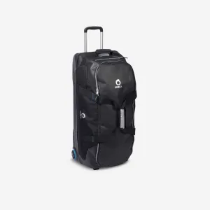 Scuba-diving travel bag 90 L with rigid shell and wheels - black/blue