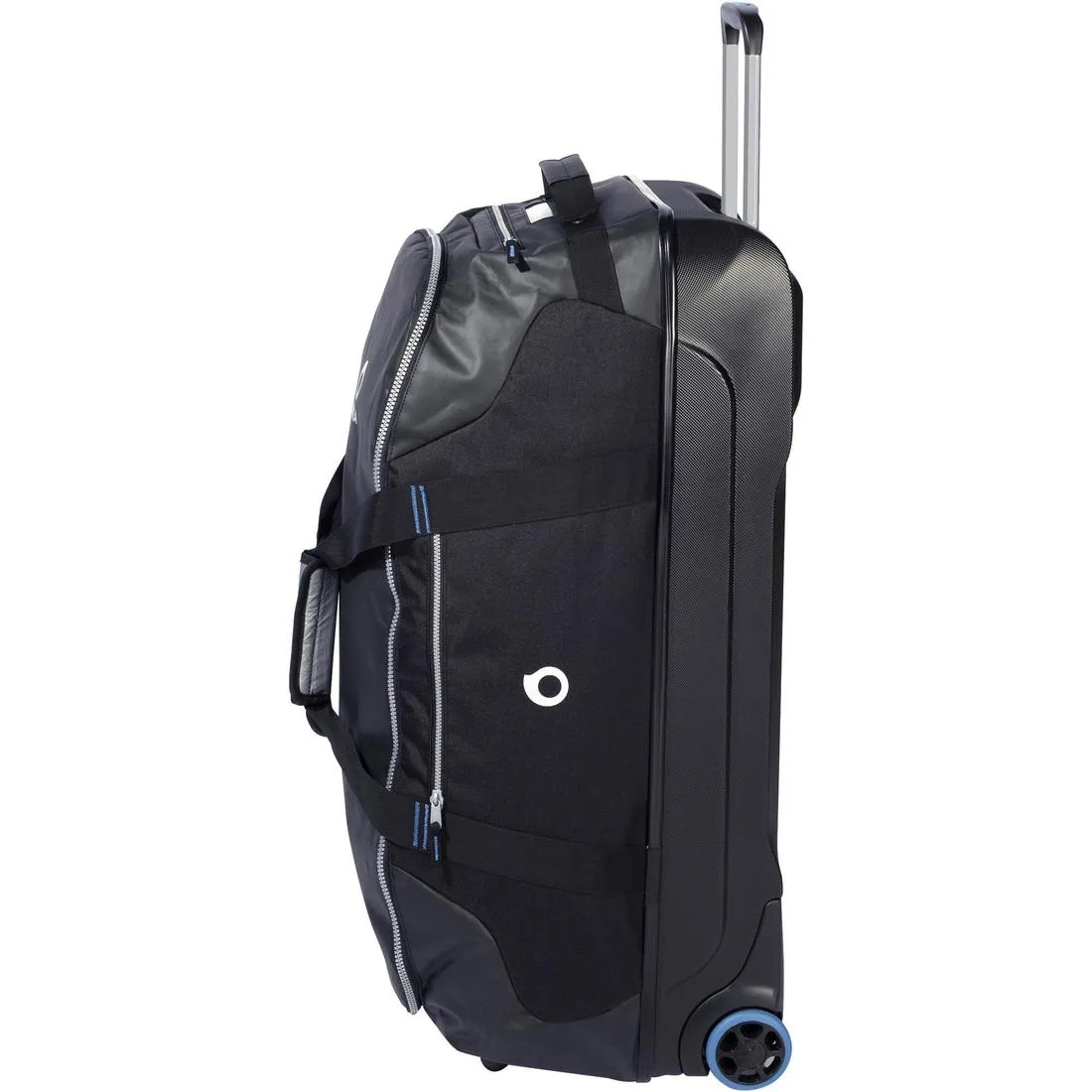 Scuba-diving travel bag 90 L with rigid shell and wheels - black/blue