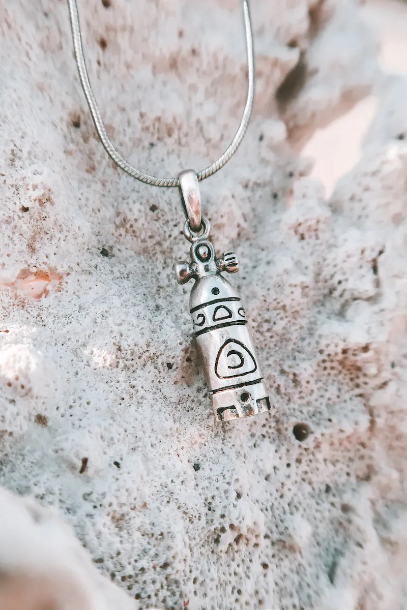 Scuba Tank Sterling Silver Necklace