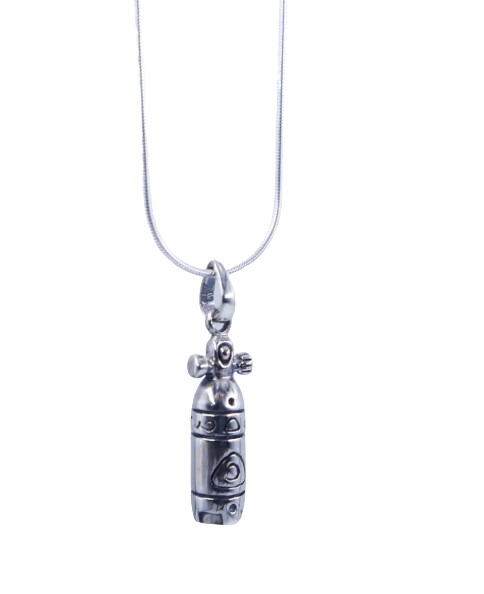 Scuba Tank Sterling Silver Necklace