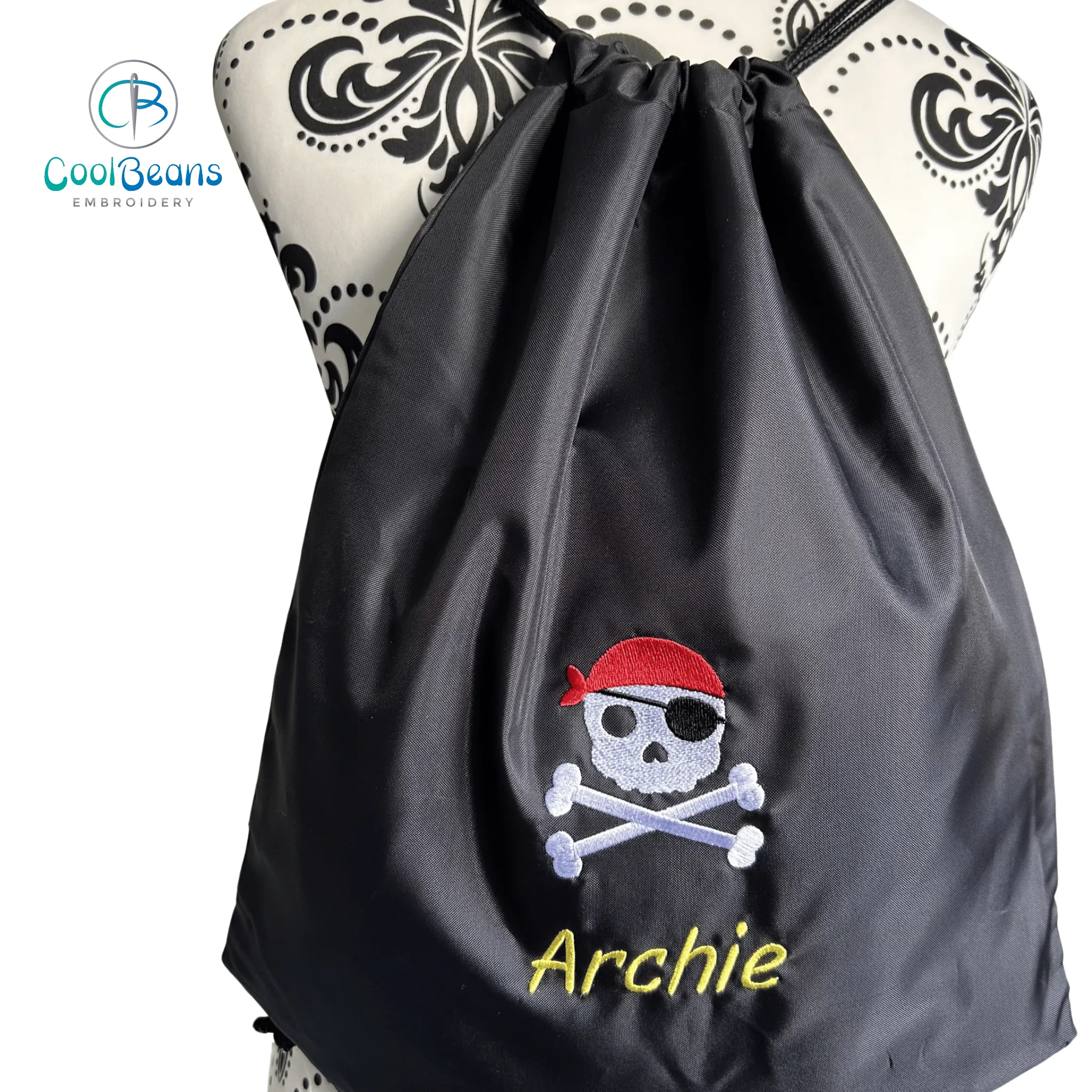 Skull & Crossbones - Pirates Drawstring Gym Bag - Personalised