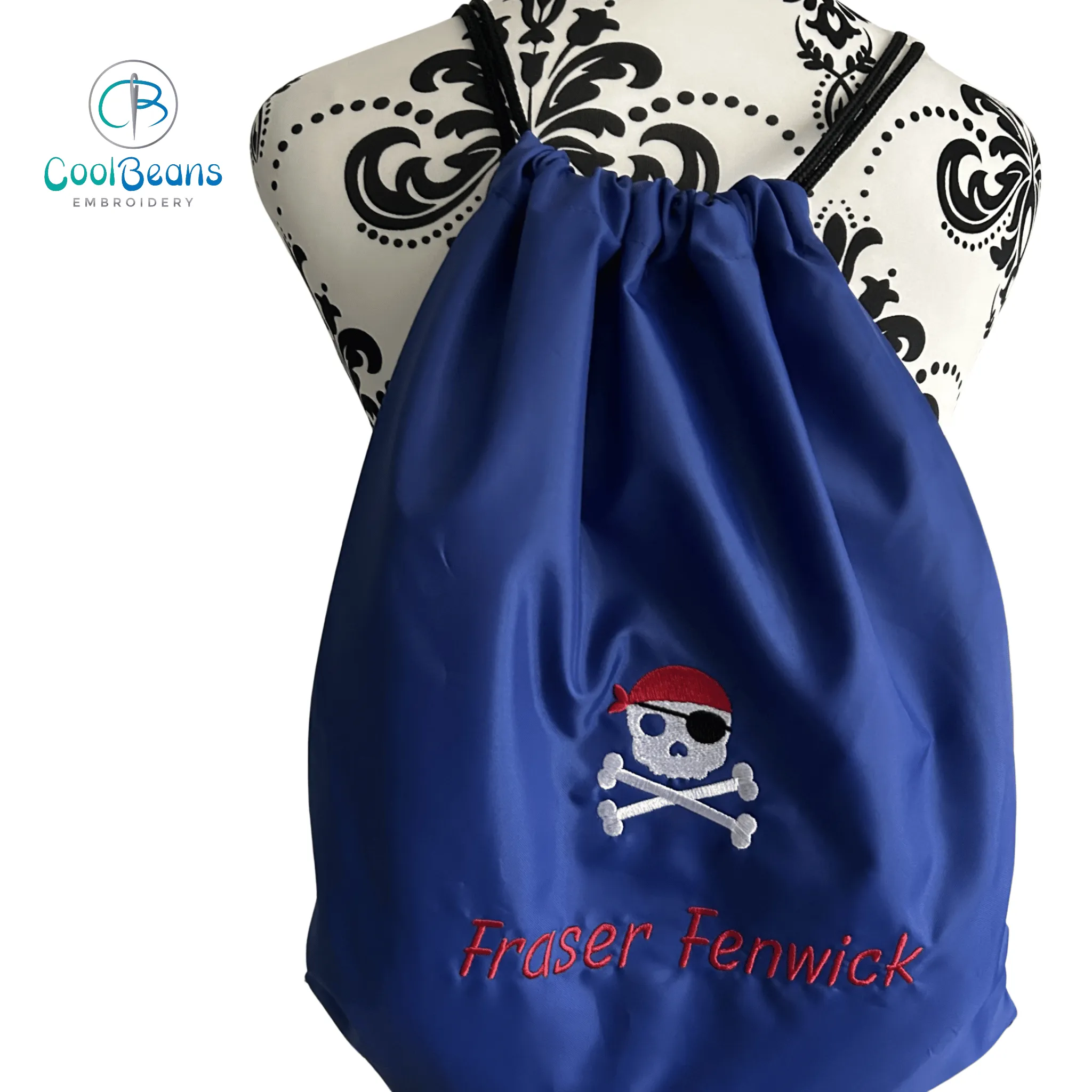 Skull & Crossbones - Pirates Drawstring Gym Bag - Personalised