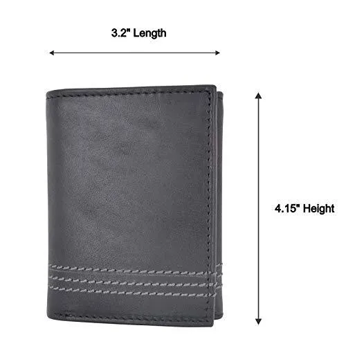 Slim RFID Blocking Trifold Wallet for Men - Genuine Leather by Cazoro RFID611295