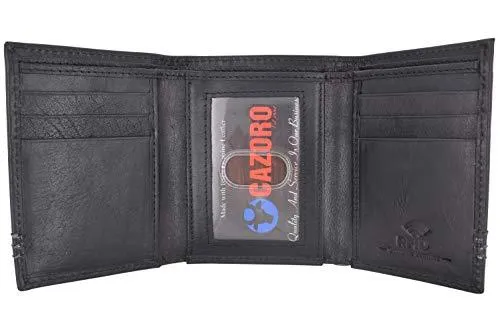 Slim RFID Blocking Trifold Wallet for Men - Genuine Leather by Cazoro RFID611295