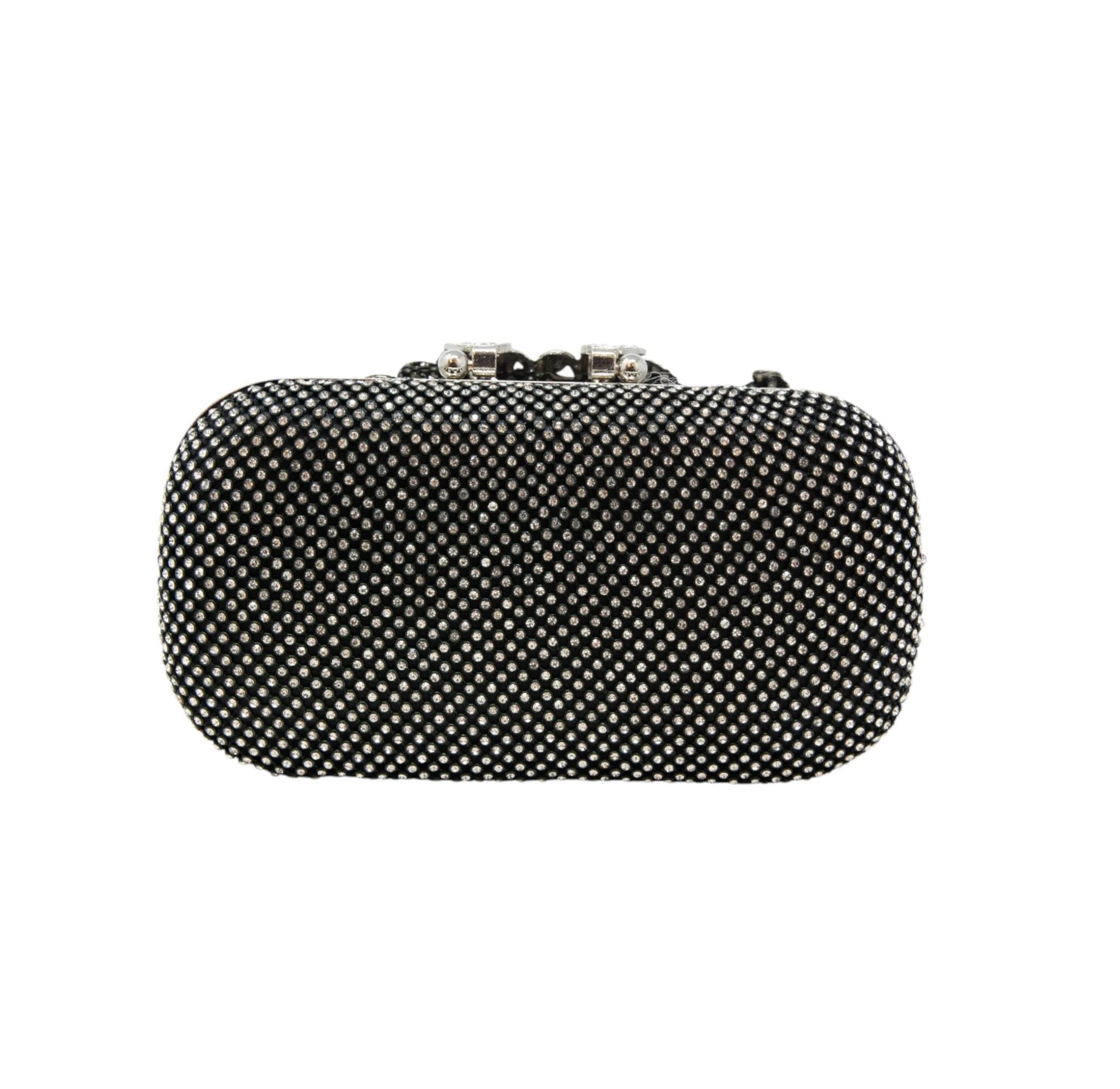 Sparkly Black Clasp Wedding Event Clutch Bag Shoulder Bag perfect eye-catching  Silver Diamante  Bridesmaid Gift Present Wedding Party