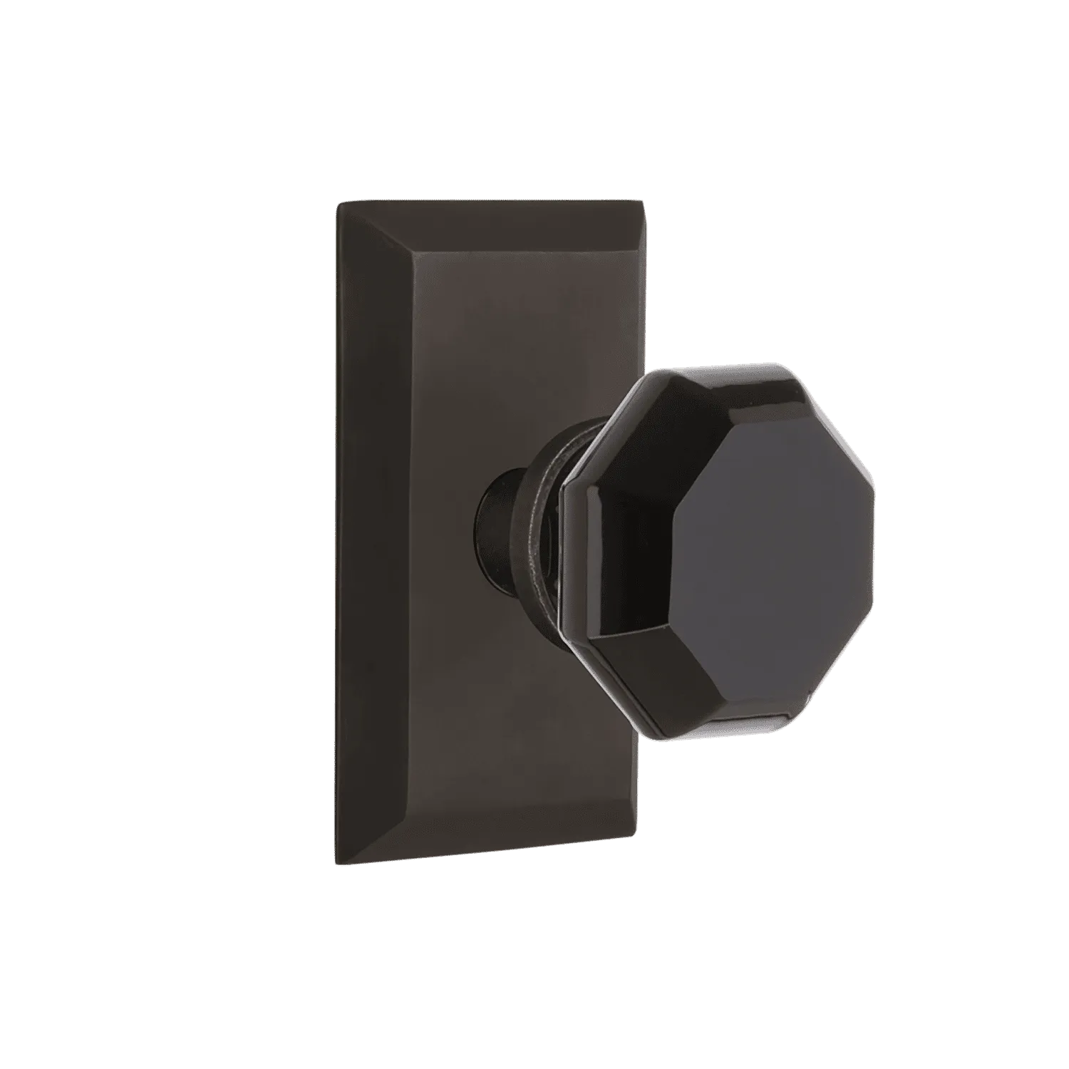 Studio Short Plate with Black Waldorf Knob in Oil-Rubbed Bronze