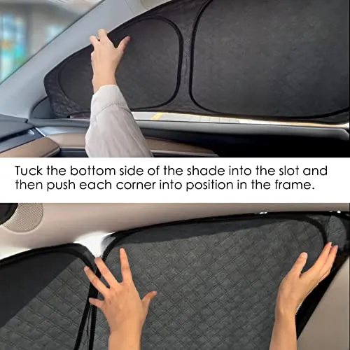 Tesla Camping Privacy Curtain 7-Piece Camping Shade Side Window Rear Window Sunshade Model Y UV Blocker Upgraded 4-Layer Material Distinctive Texture Foldable 100% Fit