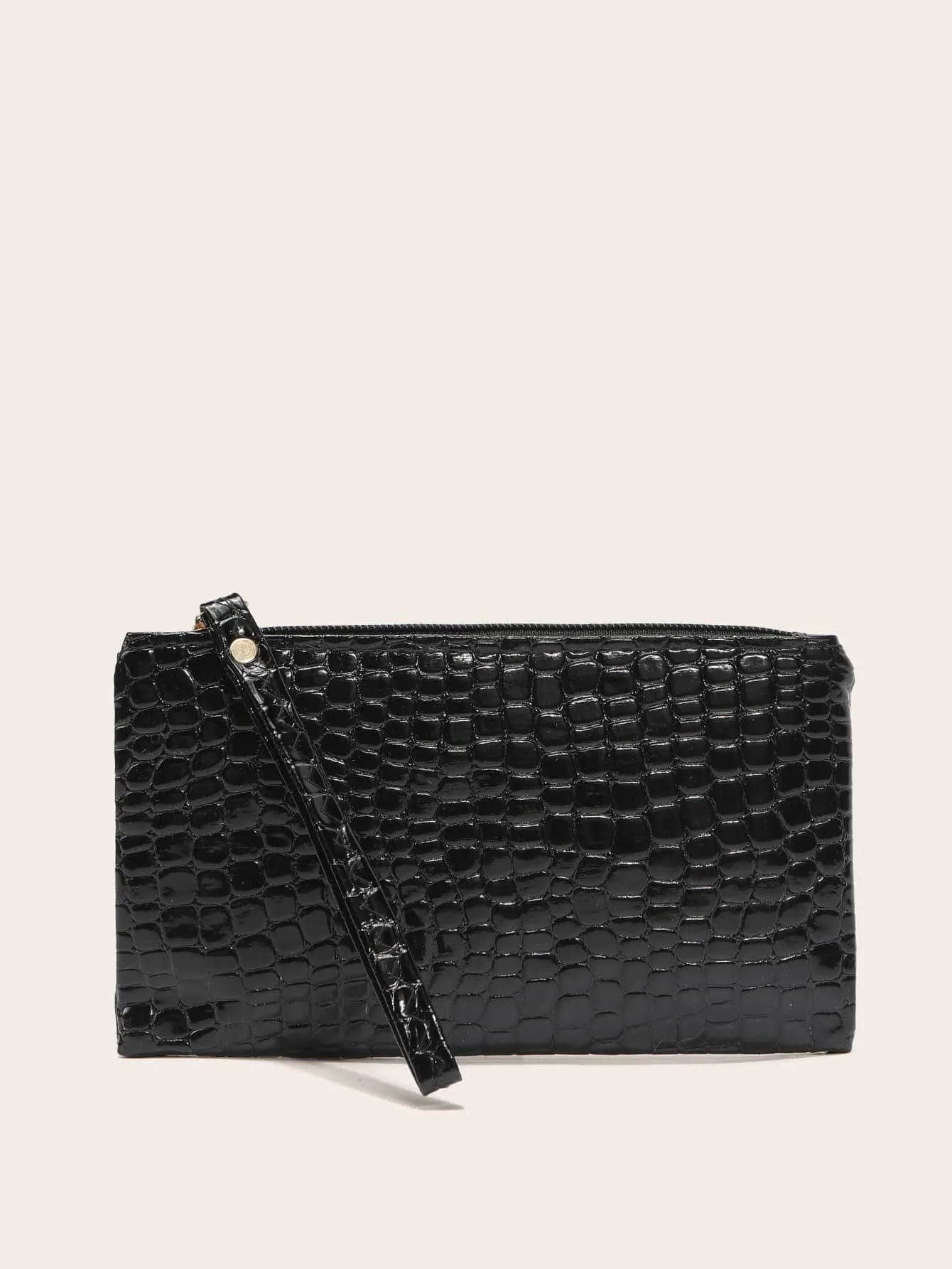 Textured Clutch Bag With Wristlet