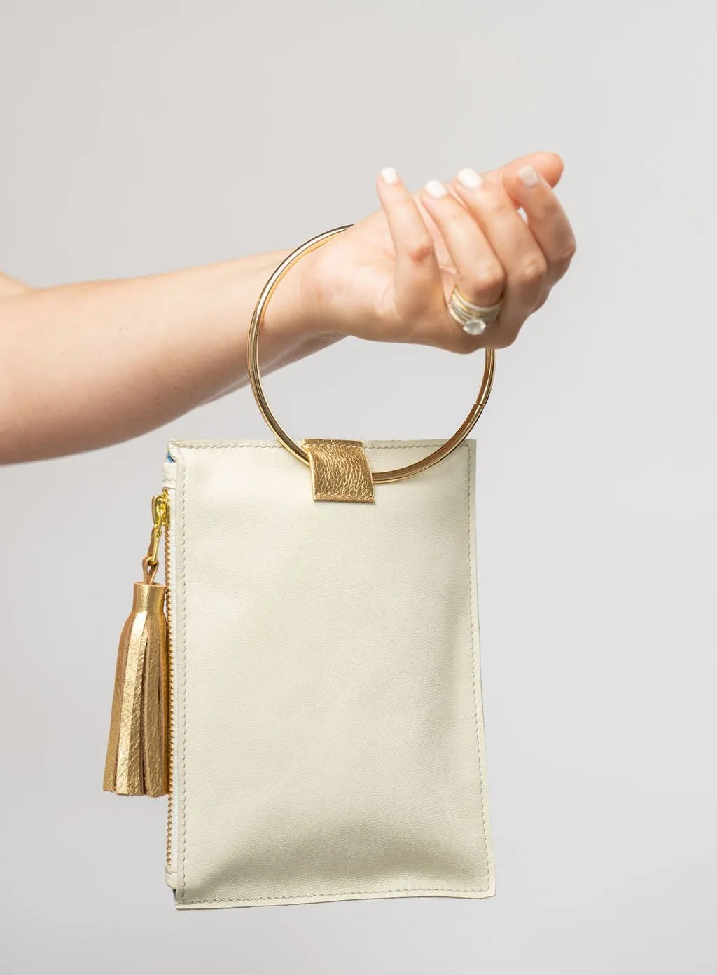 The Metal Ring Wristlet | Ivory