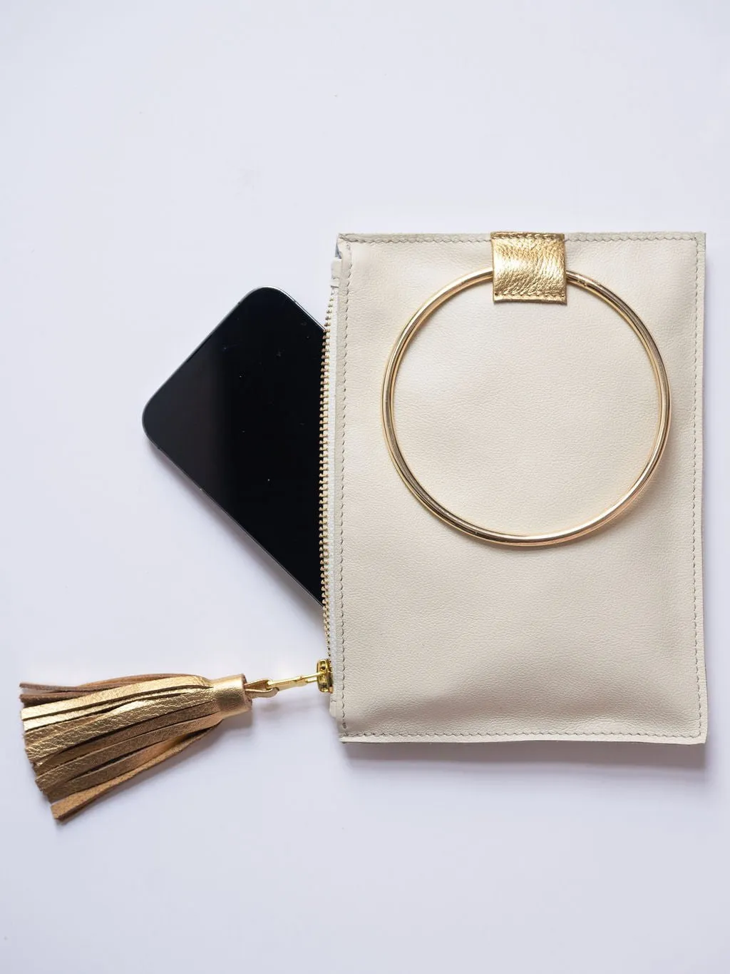 The Metal Ring Wristlet | Ivory