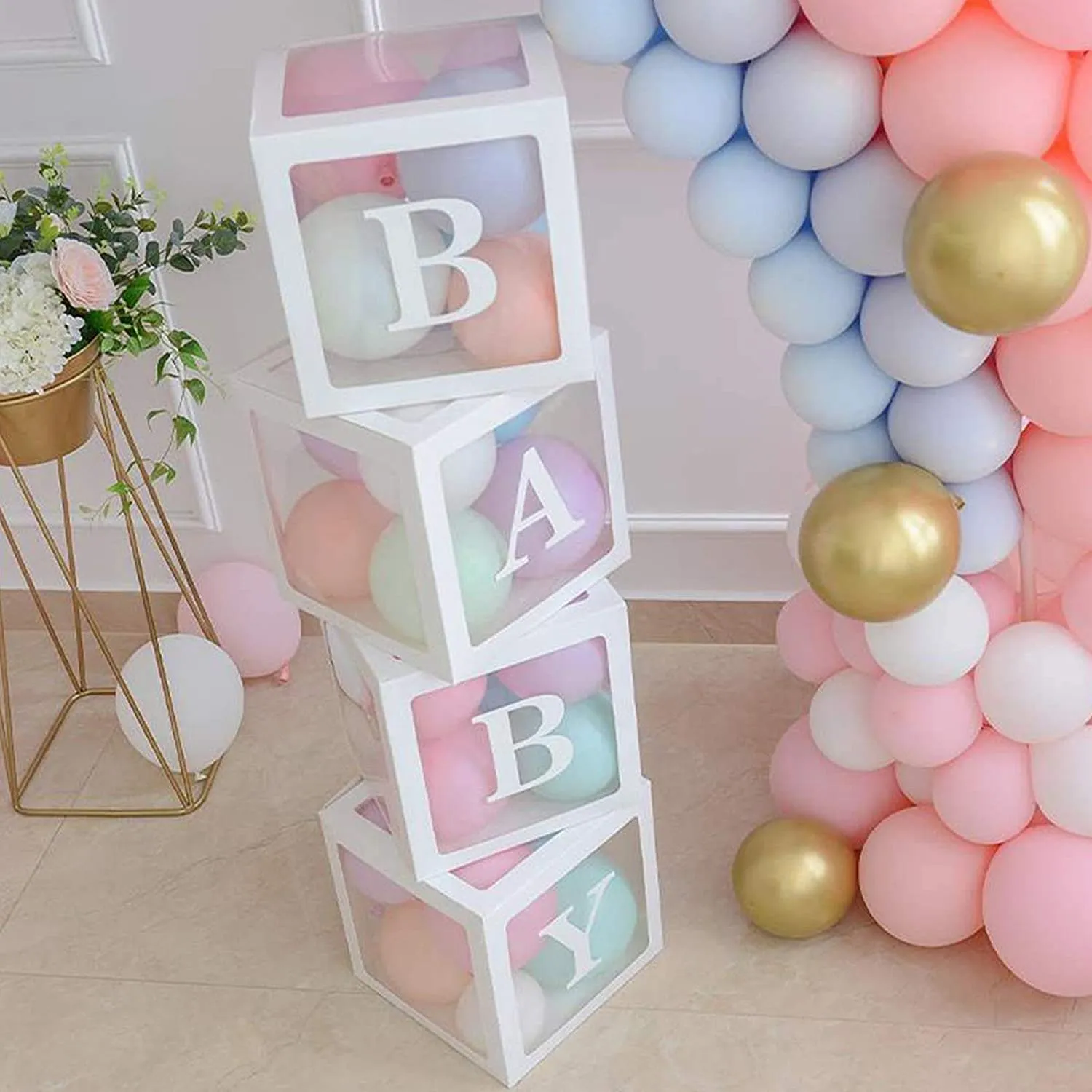 Transparent Cube Boxes 29 Pcs Baby Surprise Decoration