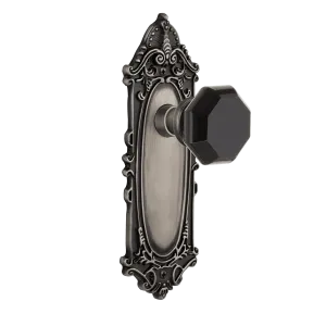 Victorian Long Plate with Black Waldorf Knob in Antique Pewter