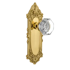 Victorian Long Plate with Waldorf Knob in Unlacquered Brass