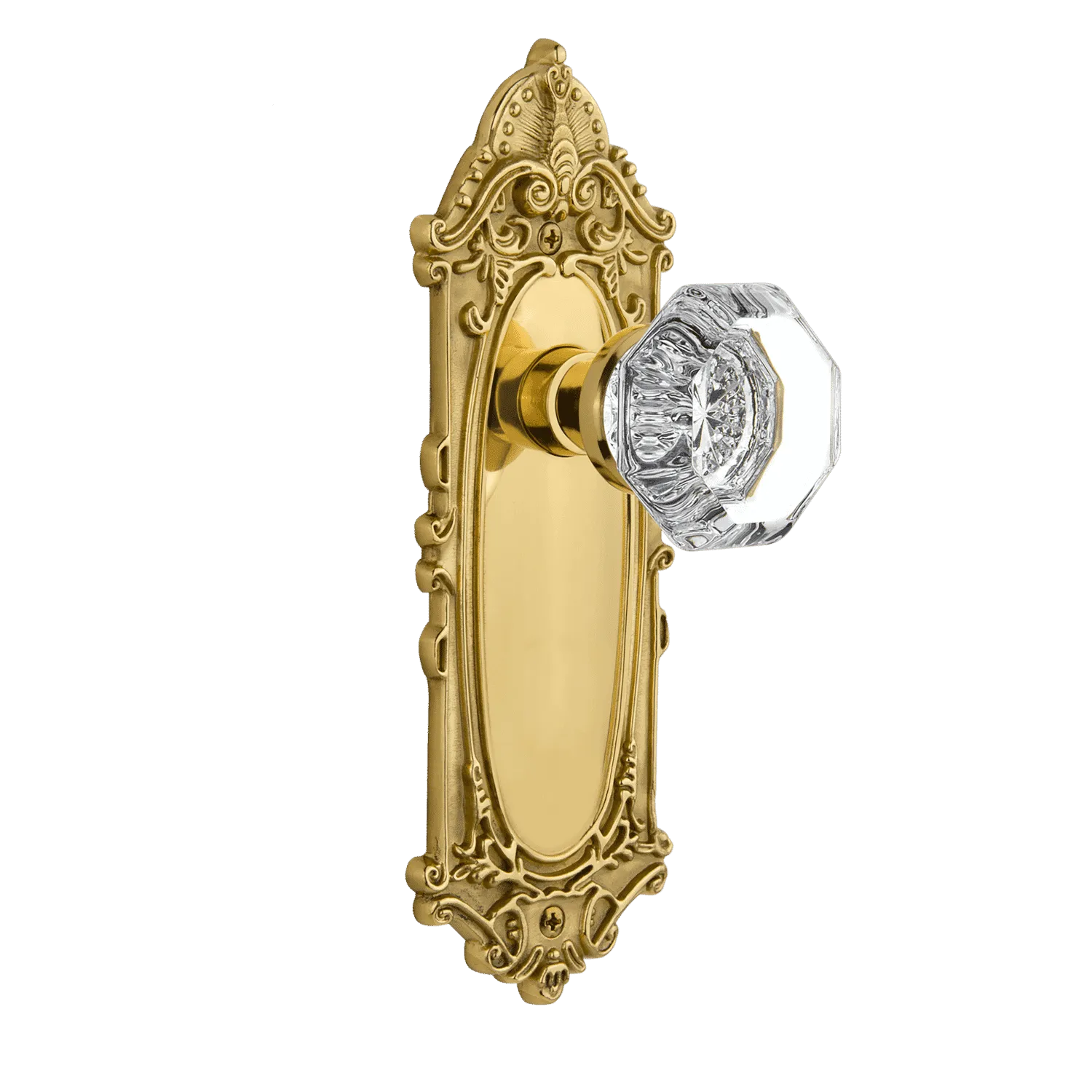 Victorian Long Plate with Waldorf Knob in Unlacquered Brass