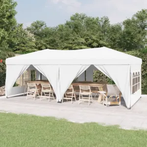 vidaXL Folding Party Tent with Sidewalls White 3x6 m