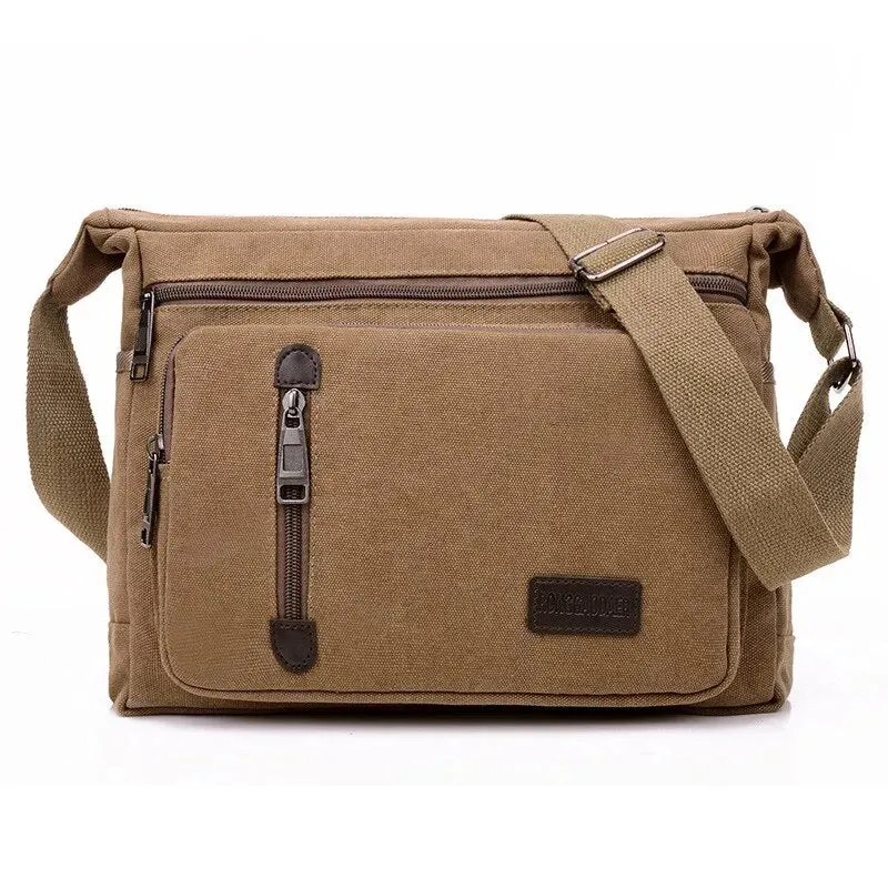 Vintage Multi-Layered Canvas Crossbody Bag