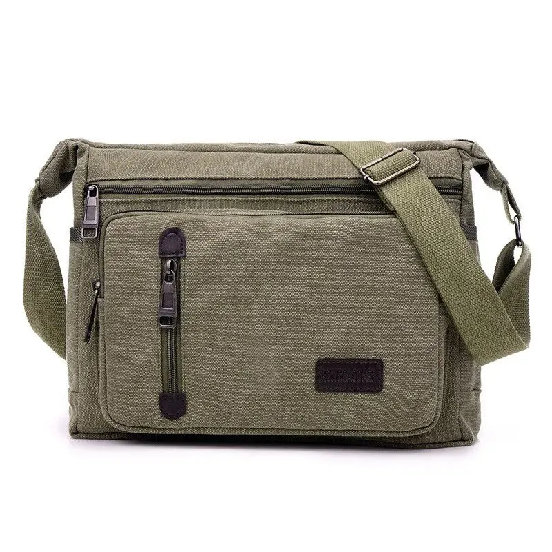 Vintage Multi-Layered Canvas Crossbody Bag