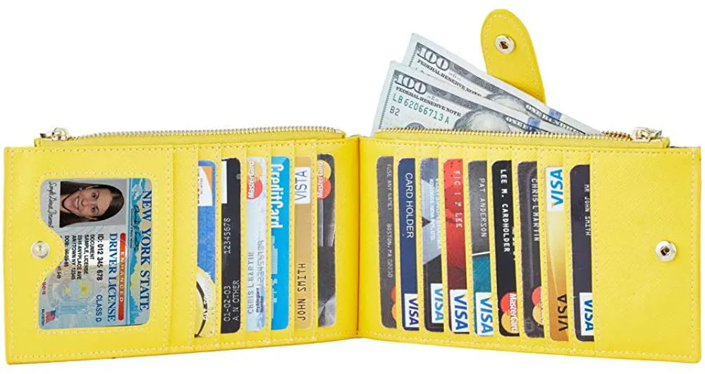 Wallet Women's PU Leather Bifold Multi-Card-Slot Wallet Wallet Women's New Style with Zipper