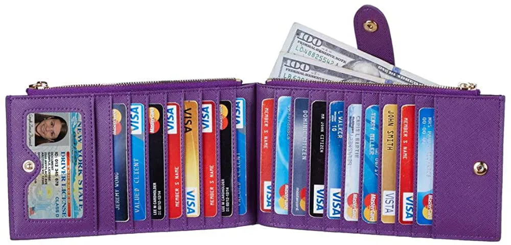 Wallet Women's PU Leather Bifold Multi-Card-Slot Wallet Wallet Women's New Style with Zipper