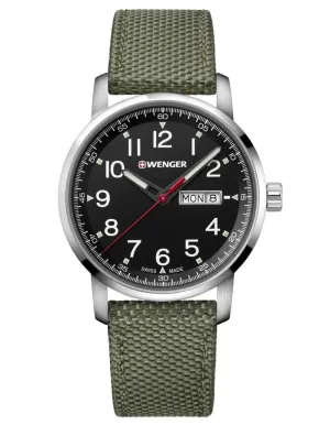 Wenger Mens Attitude Heritage Watch - Green Layered Strap - Day/Date Window