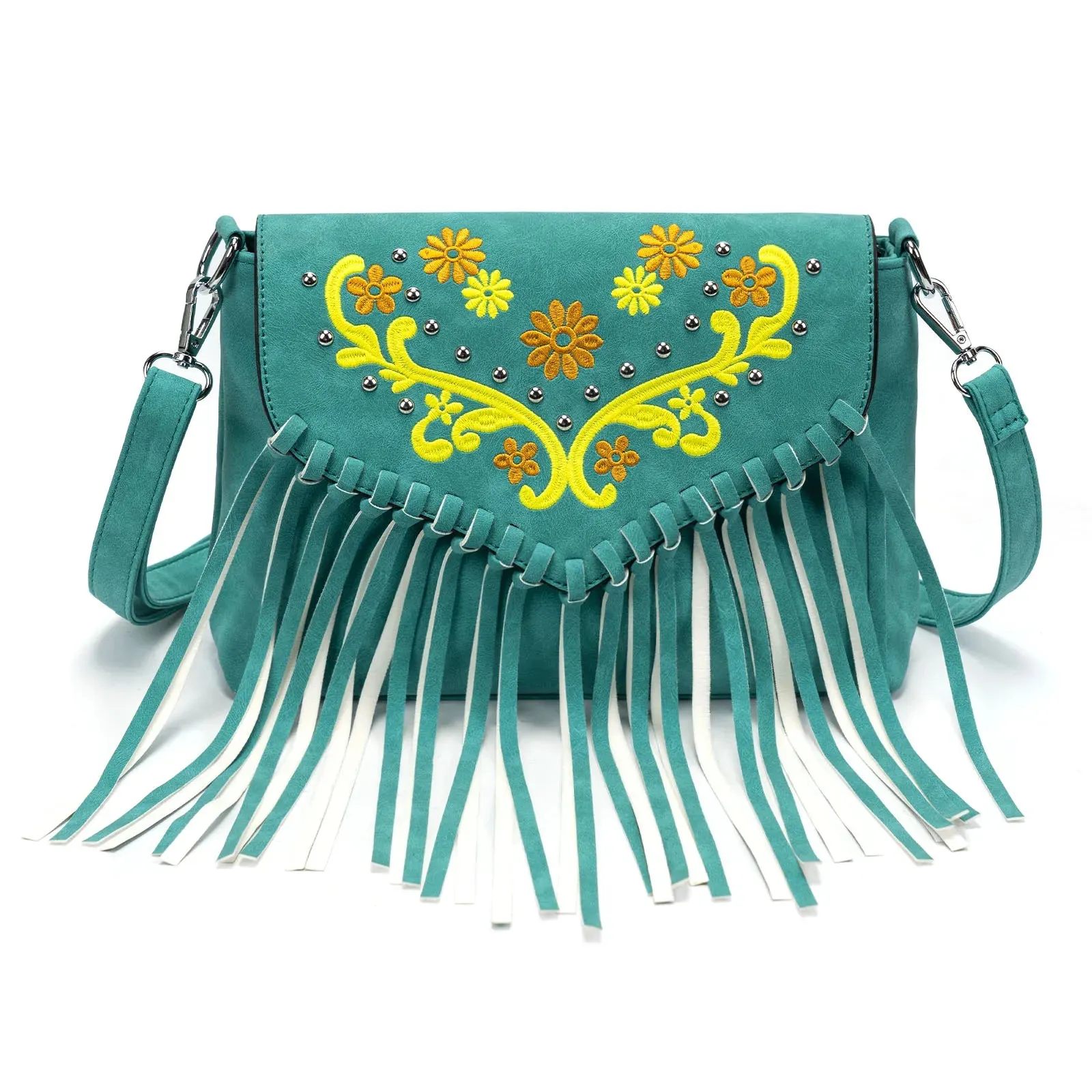 Western Fringe Shoulder Bag – PU Leather Crossbody with Buckle