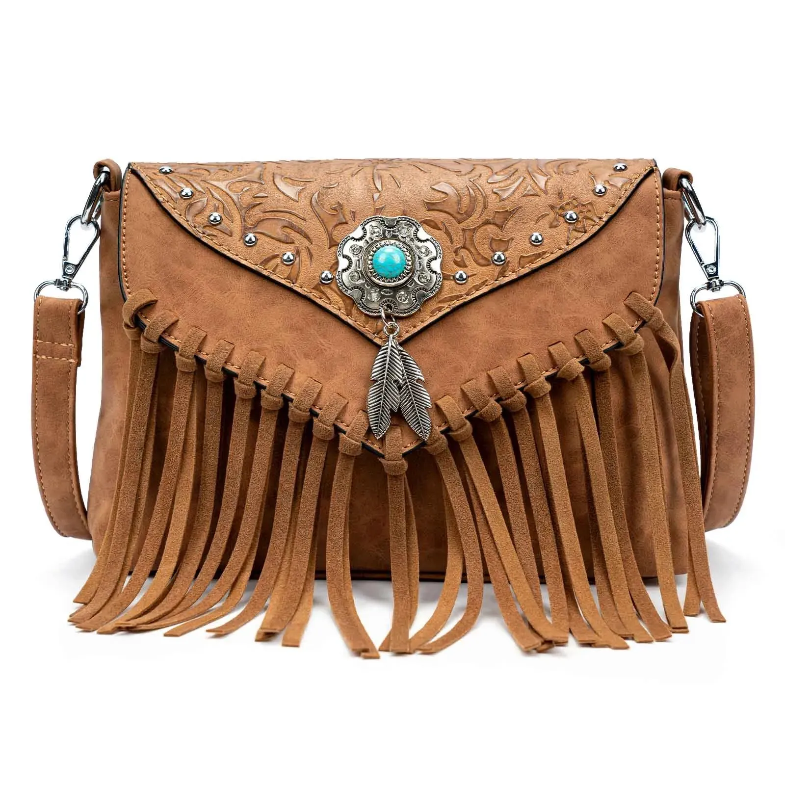 Western Fringe Shoulder Bag – PU Leather Crossbody with Buckle